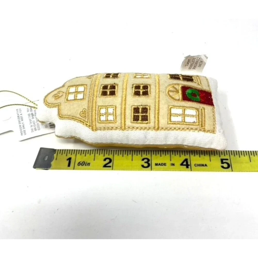 Target Fabric House with Red Door Christmas Tree Ornament Cream Wondershop™
